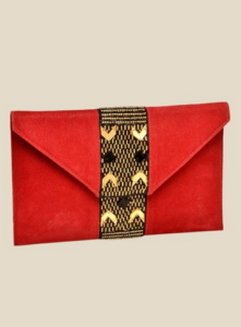Rossoyuki Red Beaded Envelope Clutch