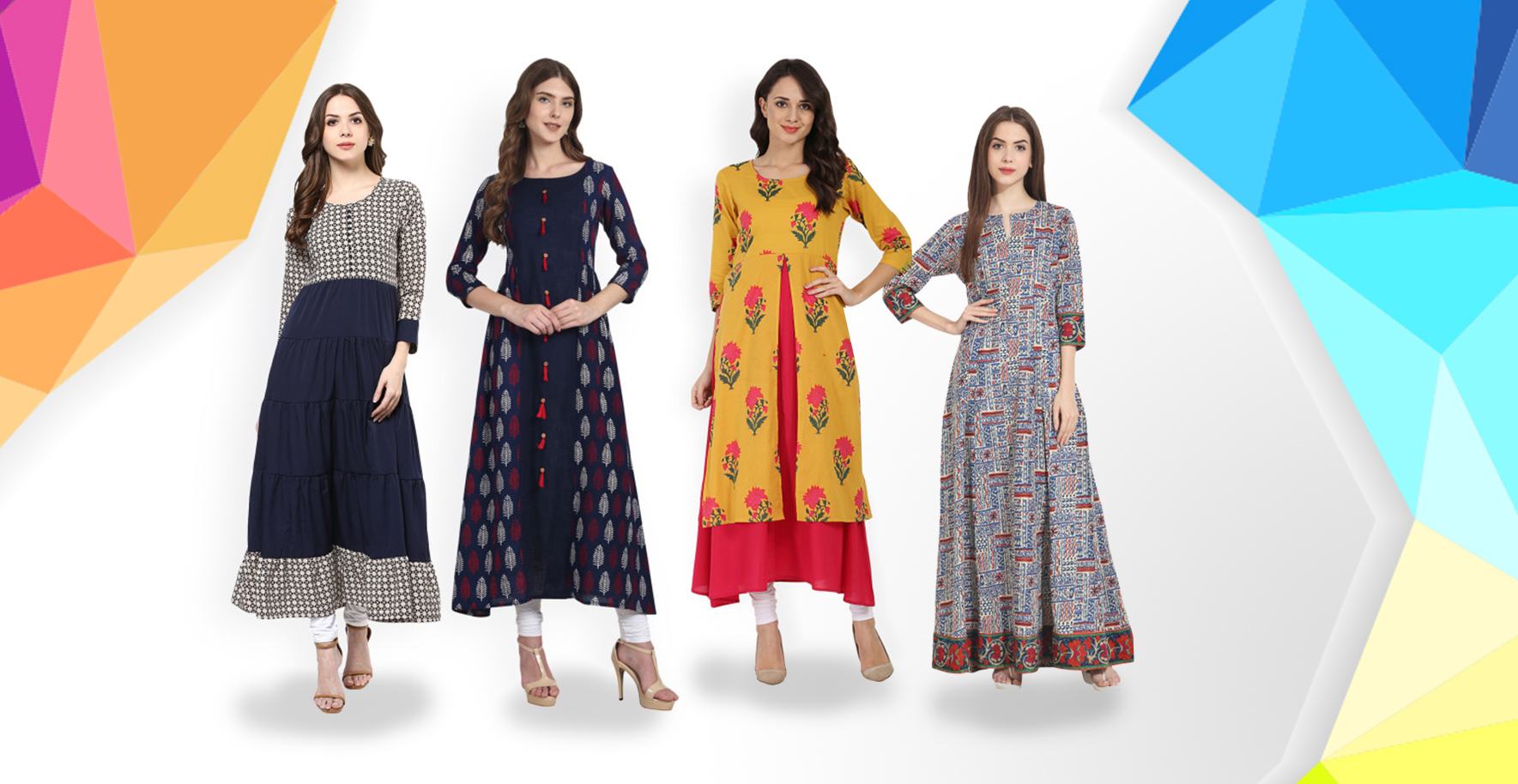 Poonam Star Designer Nayara Cut Fancy Wear Wholesale Anarkali Kurtis - The  Ethnic World