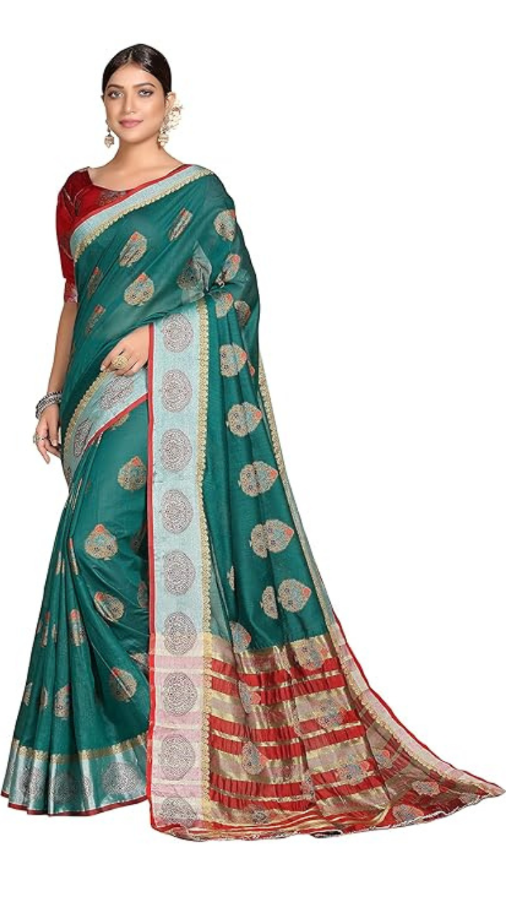 Anarva Women's Kanchipuram Silk Blend Saree With blouse piece