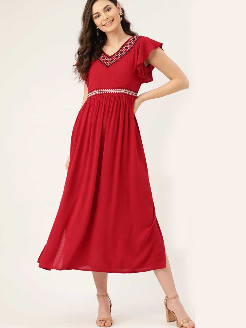 Red-Embroidered-Neck-Maxi-Dress
