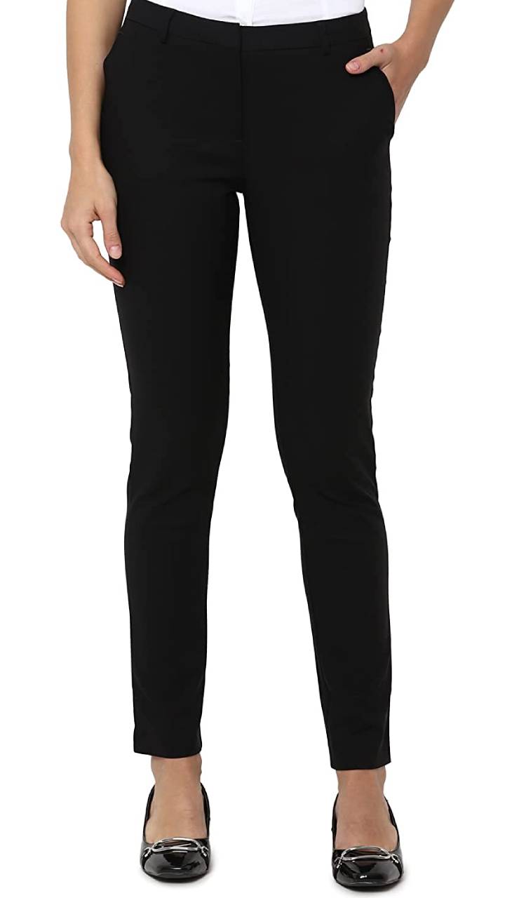 Buy Men Black Slim Fit Solid Casual Trousers Online - 750594 | Allen Solly