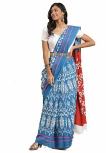 blue-printed saree