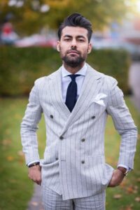 Six-Button Double-Breasted Suit Jacket